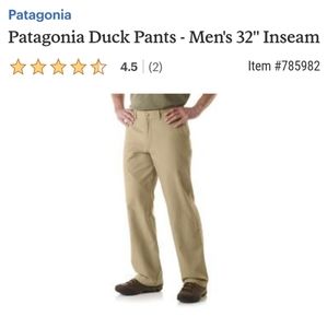 Men's Patagonia Duck Pants, 32, Tan